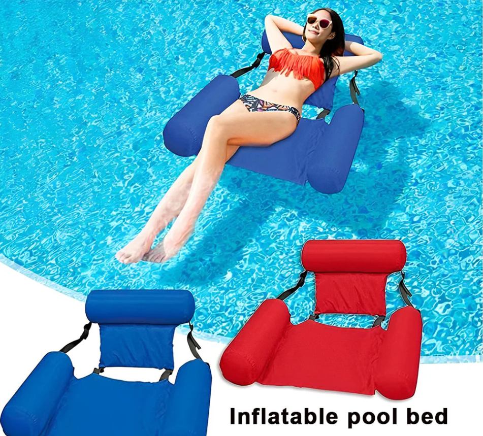 Πλωτό κρεβάτι πισίνας και ξαπλώστρα